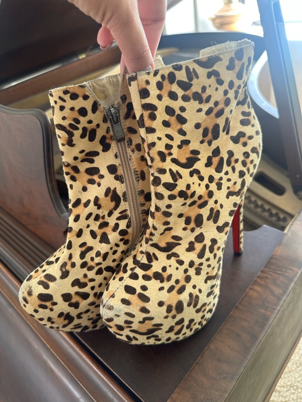 Christian Louboutin Leopard Print Platform Ankle Boots